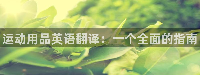 意昂4神州：运动用品英语翻译：一个全面的指南